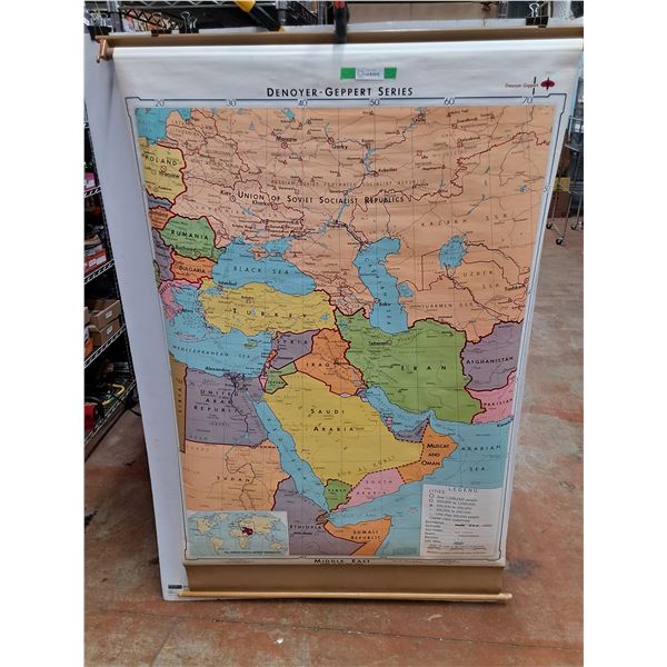Denoyer Geppert Series Map of the Middle East 72" x 46"  -  PICK UP