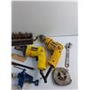 Image 4 : DeWalt Drills, Drill Bits, Screwdrivers, Tape Measures, 2" Bench Vise, BBQ Lighter and Misc