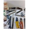 Image 3 : Tin Shears, Staples, Wrenches, Chisel, Wood Plane, Vintage Paint Color Samples and Misc