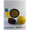 Image 1 : Darts Board, Water Gun, Easton Baseball Glove and Volleyball