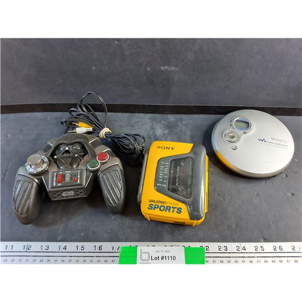 Vintage StarWars Joystick, Sony Walkman FM/AM Sports & G Protection Cassette & CD-R/RW Players