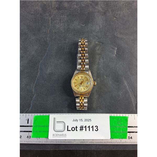 1" Face Rolex Oyster Perpetual Date Just Watch - As Is, Authenticity Not Guaranteed