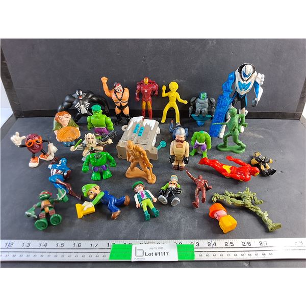 Various Toy Figurines - Marvel, California Raisins, Mario and Misc