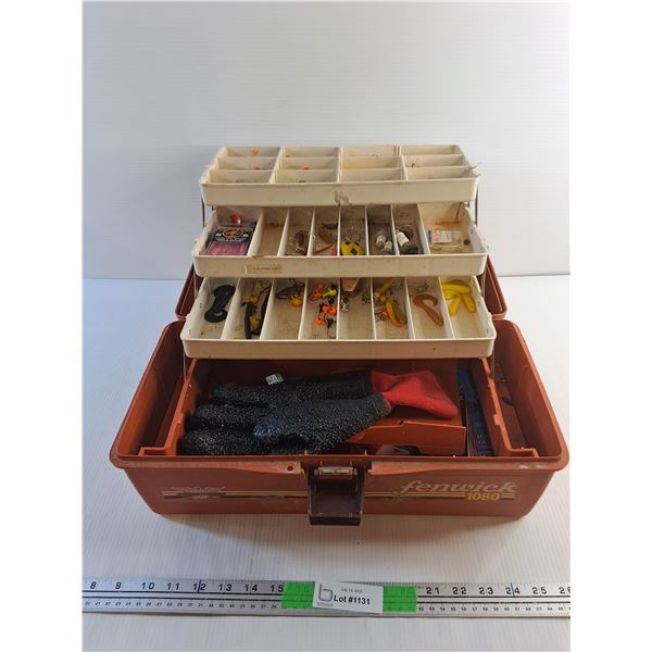 Fenwick 1080 Tackle Box and Various Fishing Supplies