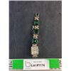 Image 1 : Sheffield Vintage Style Quartz Watch with Green Rhine Stones Band - Works