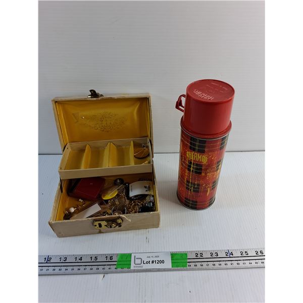 Jewelry Box with Various Jewelry and Thermos Water Bottle