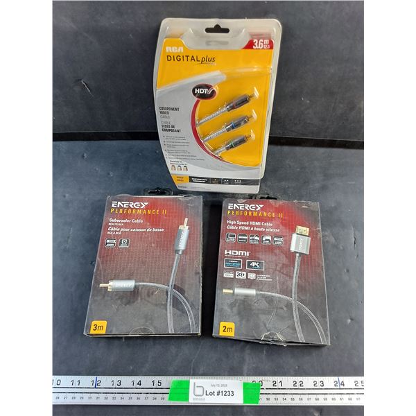 RCA Component Video Cable, Energy Subwoofer and High Speed HDMI Cables - As Is