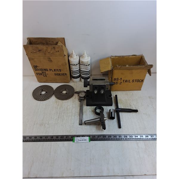Metal Lathe Parts (Tail Stock, Dividing Plates), 2 Bottles of Tapping Fluid - Pickup Only