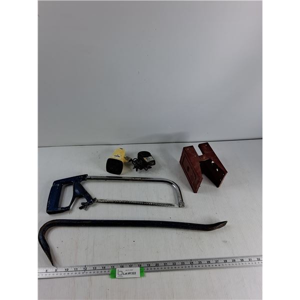 Crowbar, Microphone & Speaker, Saw Horse Bracket, Bow Saw - As Is