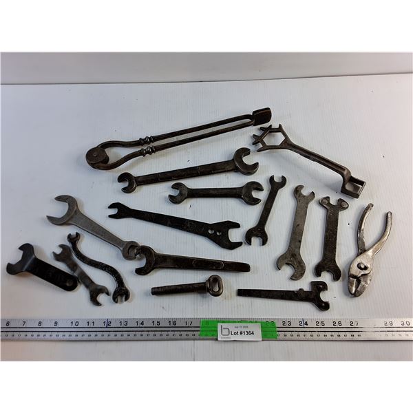 Various Wrenches and Metal Tongs