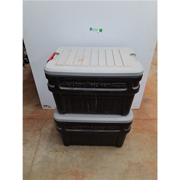 *(2) Rubbermaid Action Packer Heavy Duty Totes with Lids 26" x 18" x 17", Cannot Ship