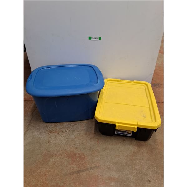 (2) Plastic Totes with Lids - 24" x 19" x 14" - Cannot Ship