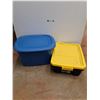 Image 1 : (2) Plastic Totes with Lids - 24" x 19" x 14" - Cannot Ship