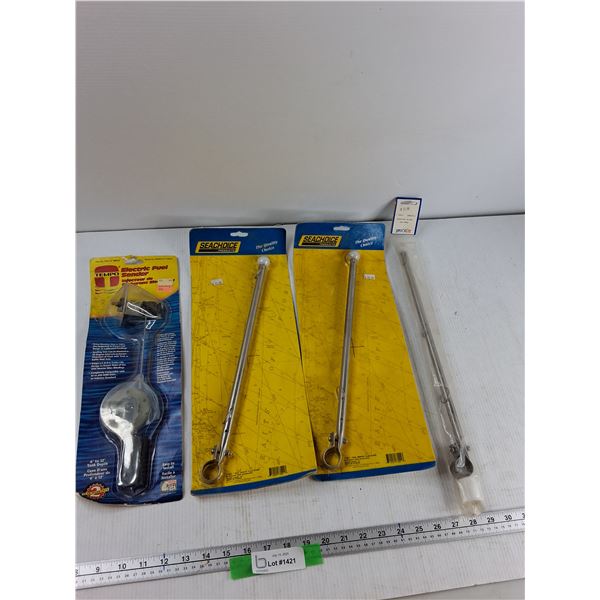 Tempo Electric Fuel Sender, (2) Seachoice Rail Mount Flag Staff, Stainless Pulpit Flag Pole - As Is