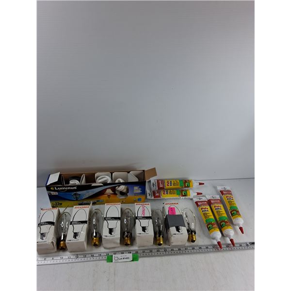 (9) Lightbulbs, (5) Lepage Poly Filla - As Is CANNOT SHIP