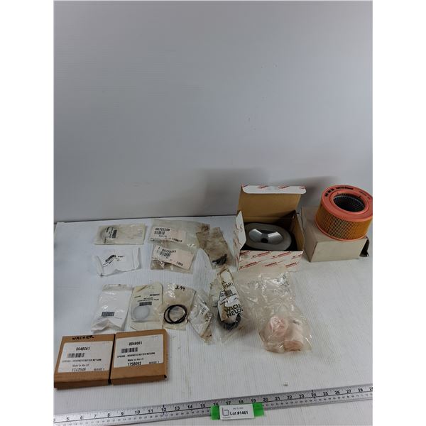 Assorted - (2) Air Filters, Spring, Rewind Starter Return, Square Ring, Misc - As Is