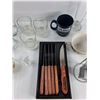 Image 4 : (7) Cups, (3) Candle Holders And Candles, (2) Mugs, Misc