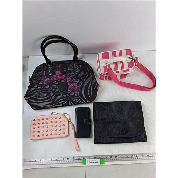 (3) Purses, Phone Case, Makeup Bag