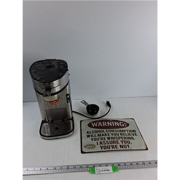 Hamilton Beach Coffee Maker, Metal Novelty Sign - 12'' x 8'' - As Is