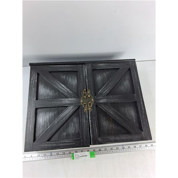 Wooden jewlery Cabinet- 18'' x 5'' x 13 1/4'' As Is