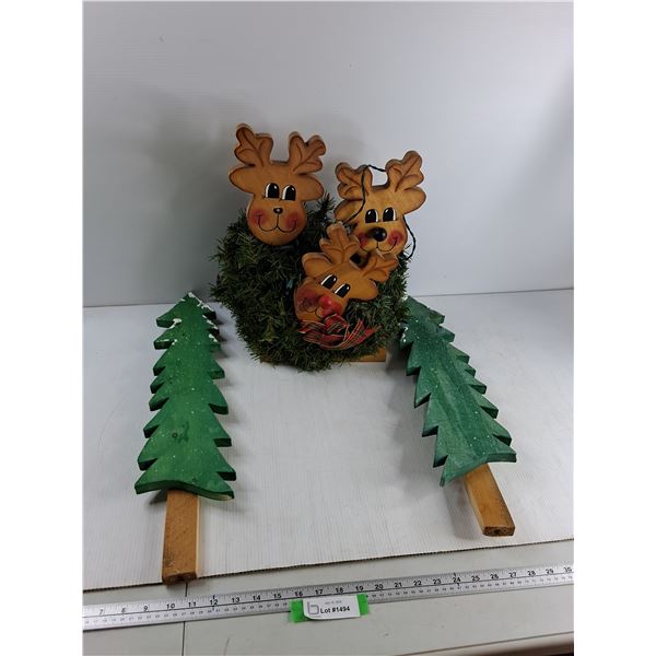Wooden Reindeer Christmas Decoration - As Is