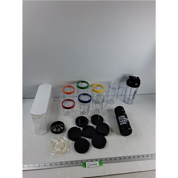 Plastic Container, Water Bottle,Assorted  Magic Bullet Cups Countertop Blender - As Is