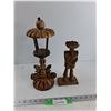 Image 1 : Wood Candle Holder, Wooden Statue - As IS