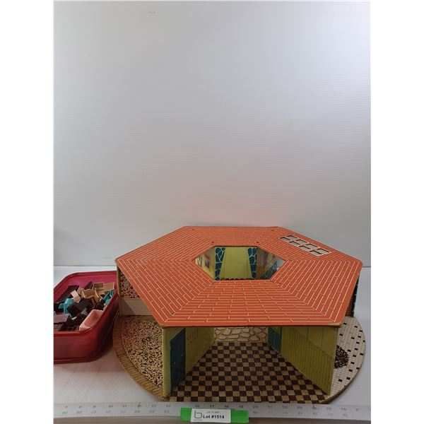 1960 Markx Hexagon Doll House- Comes w/ Furniture- 23.5" x 6"