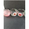 Image 2 : Hand Painted Flower Cups- (7) Glasses- Some Paint Chipped Off