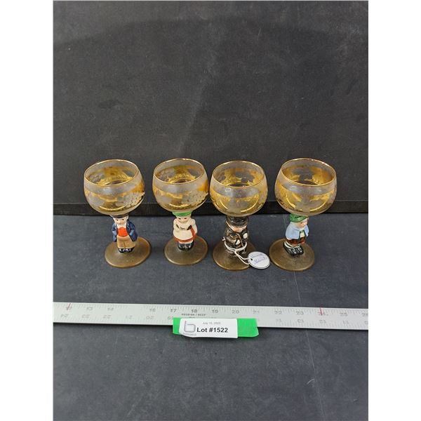 (4) Goebel Hummel Wine Glasses- 6" x 2.5"