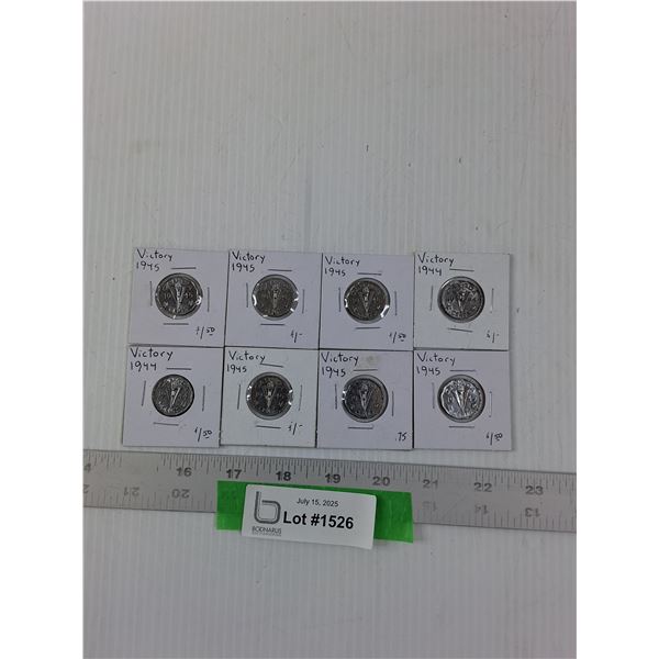 (8) Victory Nickels- 1944- 1945