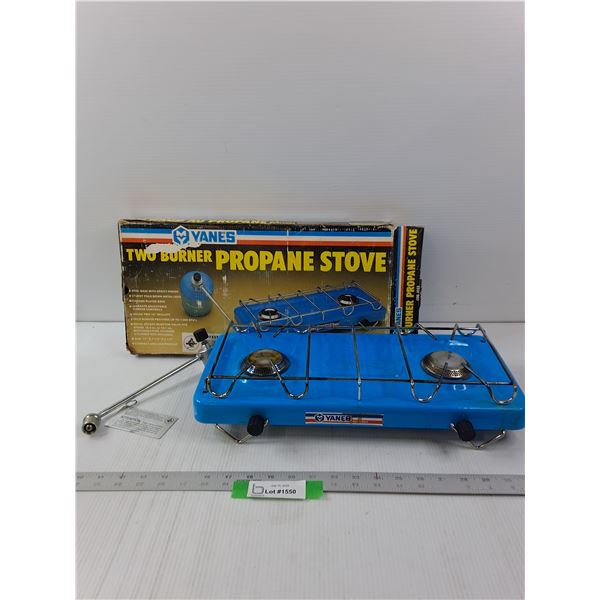 Yanes Two Burner Propane Stove- 17" x 3.5" x 7.5"- Comes As Is
