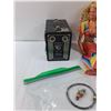 Image 4 : Variety Of Items- Thermometer, Barbie, Kodak Brownie Targets Six-20 Camera, Bracelet & Earrings