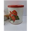 Image 3 : Vintage Hand Mixer , Rolling Pin, Flower Pattern Tin Canister