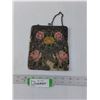Image 1 : Beaded Flower Pattern Handbag- 6" x 6.5"