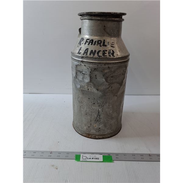 Vintage Metal Milk Jug- 5" x 16 "