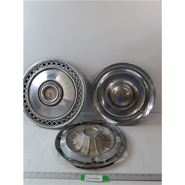 (3) Vintage Hubcaps- All About 15.5