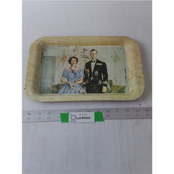 Queen Elizabeth II & Duke Of Edinburgh Tin Tray- 12.5" x 8"