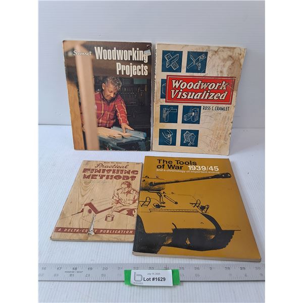 Variety Of Woodworking Books & Tools Of War
