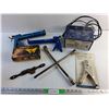 Image 1 : Torcan 6 AMP Battery Charger, Caulking Guns, Tire Wrench Crimping Tool and Laser Level - As Is