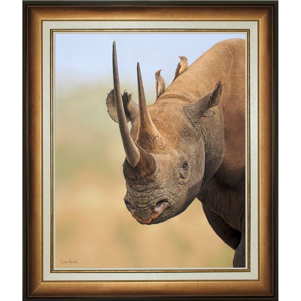 Leon Fouché – Black Rhino Framed Original Pastel Drawing