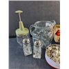 Image 2 : Vintage Cookie Cutters, Anchor Hocking Depression Glass Pitcher, Salt & Pepper Shakers and Misc