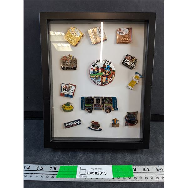 Tim Hortons Shirt Pins in a Display Case