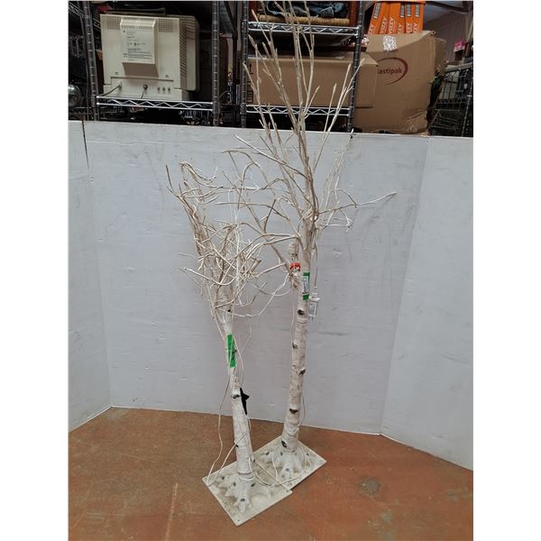 **(2)Backyard Tree Decorations - LIGHTS UP, WORKS - 63"&48" Tall CANNOT SHIP