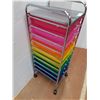 Image 2 : * Ten Drawer Rainbow Colorful Wheeled Organizer - 38"x 13" x 15" - CANNOT SHIP