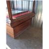 Image 2 : *** Antique Wood & Glass Display Cabinet -Missing Glass, Sliding Doors -70.5" x 28.25" x 38.75" - CA