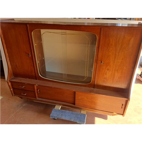 * MCM Display Cabinet w/Glass Doors & Locking Side Doors - 63.25" x 15,5" x 42.25" - CANNOT SHIP