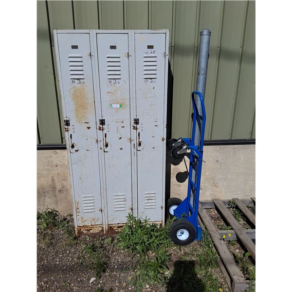** Metal Locker Unit w/Three Lockers - 75" x 15" x 36" - CANNOT SHIP