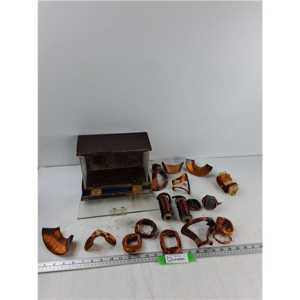 Wooden Box, Assorted Copper Wire - As Is