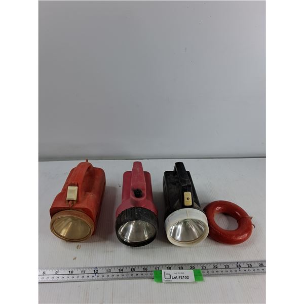 (3) Flashlights, Plastic Ring, As Is
